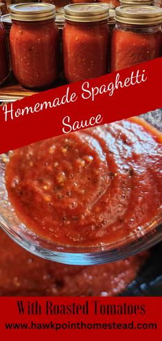 homemade spaghetti sauce with roasted tomatoes in a glass bowl