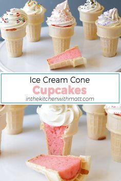 ice cream cone cupcakes on a white plate