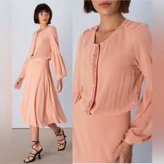 Very Elegant Style Elegant Apricot Chiffon Dress, Elegant Apricot Evening Dress, Feminine Spring Evening Chiffon Dress, Feminine Evening Chiffon Dress For Spring, Feminine Midi-length Chiffon Dress For Formal Occasions, Feminine Chiffon Midi Evening Dress, Feminine Midi-length Chiffon Evening Dress, Feminine Evening Chiffon Midi Dress, Chic Spring Chiffon Cocktail Dress