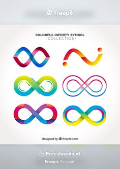 colorful infinite symbol collection on white background with freebiek original text below the image