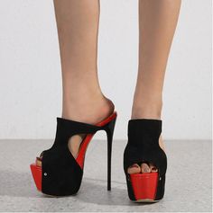 Welcome To My Store   Item Specifications:   * Condition: 100% Brand New   * Heel Height: about 16 cm   * Platform: about 7 cm   * Shaft Height: about cm   * Circumference：about cm   * Width: Medium (B, M)   * Available Sizes: EUR 35 36 37 38 39 40 41 42   * Material: Synthetic   Shipping I will send your item in 3 days after your payment All will be shipped by international standard airmail,it will take 20-30 days normally,Sometimes may delay one more week,as for your Country Customhouse. Retur High Stilettos, Stilettos Heels, Suede Mules, Womens Mules, Shoes Women Heels, Stiletto Heels, Sandals Heels, Shoes Sandals, Heel Height