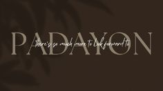 the words padayon written in white on a brown background with palm trees behind it