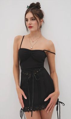 Sistine Mini Dress - Final Sale - Endless Waves Ribbon Bow Tie, Lemon Dress, Black Mini Dress, For Love & Lemons, Lace Inset, Love And Lemons, Ribbon Bow, For Love And Lemons, Black Mini