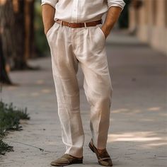 Season:Spring   Fall; Fabric:Linen Cotton Blend; Gender:Men's; Style:Basic,Fashion; Occasion:Holiday,Daily,Casual; Fit Type:Regular Fit; Function:Breathable,Comfort; Waistline:Mid Waist; Pattern:Plain; Design:Front Pocket,Straight Leg; Pants Type:Trousers,Linen Pants,Pleated Pants,Summer Pants,Dress Slacks; Fly Type:Zipper,Button; Front page:FF; Listing Date:08/09/2024; Pants Length:Full Length Linen Men Outfit, Linen Pants Outfit Men, Trousers Linen, Long Linen Pants, Linen Pants Outfit, Linen Wedding, Casual Linen Pants, Mens Linen Pants, Pants Outfit Men