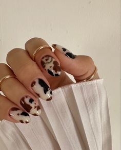 Brown Cow Print Nail Designs, Brown Cow Nails, Cow Nails Designs, Cowprint Nail Design, Cow Print Nail Designs, Cow Print Nails, Brown Cow Print, Country Nails, Cow Nails