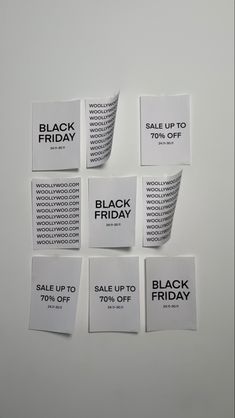 black friday sale stickers on a white surface with the same price tag as they appear