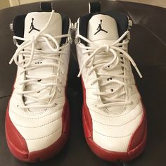 Hot With Any Outfit Nike Jordan 12s. They Feel So Good But They Look Even Better ! Youth Size 5, Women’s Size 7. Gently Worn, 2 Minor Scuffs (See Pics) In The Heel. Get Your Js Here!! Jordan 12 Outfit, Red And White Jordans, Shoes Nike Jordan, Jordan 12s, Outfit Nike, White Jordans, Jordans 12, Nike Outfits, Nike Jordan