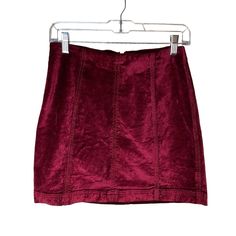 Free People Red Velvet Mini Skirt Size 8 Fabric Content: 63% Cotton, 33% Rayon, 5% Spandex Hand Wash Cold Good Condition, Only Flaw Noted Is The Hook Part Of The Hook And Eye Closure Is Missing From Waist Bottom Hem 16” Waist 14” ( Has A Little Stretch) Measurements Are Approximate And Laying Flat If Ordered Before Noon Cst Shipped Same Day! Tags: Casual, Comfy, Lightweight, Lulu, Asos, Athletic, Athletica, Active, Cropped, Crop, Pullover, Long Sleeves, Short Sleeve, Hard To Find, New, Bnwt, Nwt Fitted Lined Burgundy Mini Skirt, Fitted Burgundy Mini Skirt, Fitted Burgundy Lined Mini Skirt, Red Velvet Mini Skirt, Crop Pullover, Velvet Mini Skirt, Free People Skirt, Resort Wear, Red Velvet