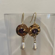 Brand New High Quality Amethyst New Without Tags - Antique Earrings Ancient Pearl Jewelry, Drop Pearl Earrings, Pearl Vintage, Anthropologie Jewelry, Amethyst Gold, Earrings Pearl, Jewelry Lookbook, Antique Earrings, Clothes Ideas