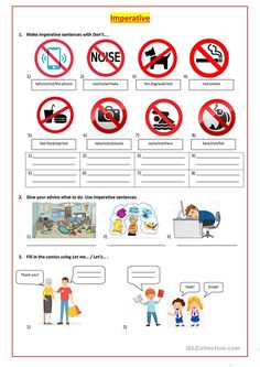 a worksheet with different types of signs in english and spanish, including no talking