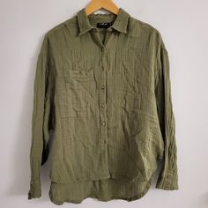 Nwt Urban Outfitters Out From Under Olive Green Button Down Long Sleeve Top Size Xs New With Tags Urban Outfitters Collared Top With Button Closure, Urban Outfitters Collared Tops With Button Closure, Urban Outfitters Collared Button-up Top, Khaki Button-up Top With Snap Buttons, Trendy Urban Outfitters Tops With Buttons, Khaki Button-up Tops With Buttoned Pockets, Urban Outfitters Button-up Workwear Top, Urban Outfitters Button-up Top For Work, Casual Olive Tops With Buttons