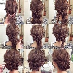 updo diy for medium length hair - Google Search Sanggul Modern, Updo Ideas, Summer Wedding Hairstyles, Braid Videos, Bun Updo, Hair Styles 2017, Hair Braid