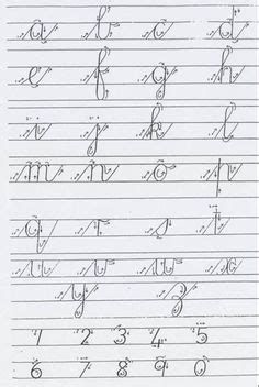 handwriting alphabets with numbers and letters on them, all lined up in the same row