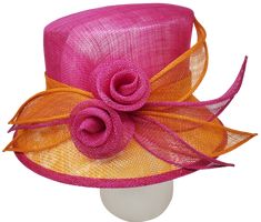 Lady Diane Collection Natural Sinamay hat Style: SI-40021 Featuring Leaf Forms & Bows Head Circumference 22.5” / Brim width 2" / Crown depth 3.5” / Diameter 12 Adjustable Multicolor Mini Hats For Kentucky Derby, Orange Fitted Hat For Church, Multicolor Short Brim Fedora For Kentucky Derby, Multicolor Brimmed Hat For Kentucky Derby, Multicolor Curved Brim Hat Band For Kentucky Derby, Multicolor Curved Brim Fedora For Kentucky Derby, Orange Short Brim Hat For Kentucky Derby, Adjustable Short Brim Hats For Races, Fitted Orange Hat For Church