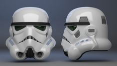 the helmet is shaped like a stormtrooper, and has two different faces on it