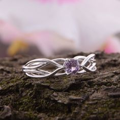 "Celtic style 925 sterling silver womens amethyst promise ring, Unique dainty & elegant promise ring for her, Celtic amethyst engagement ring WE OFFER UNLIMITED PERIOD INSTALLMENTS PLAN This is a beautiful, stunning, feminine ring that works well for all occasions, styles, and ages. You will love it! Ring information Stone: Amethyst Approximate size: 3.5mm Metal type: Silver Metal stamp: 925 Sterling SIlver Customization / Replacements It's easy to create jewelry that's perfect for you. Chan Dainty Purple Promise Ring Jewelry, Purple Sterling Silver Promise Ring, Silver Amethyst Birthstone Ring In Dainty Style, Silver Sterling Silver Amethyst Promise Ring, Silver Amethyst Diamond Promise Ring, Silver Amethyst Ring For Promise With Round Cut, Silver Sterling Silver Amethyst Ring, Promise Amethyst Ring With Prong Setting In Silver, Dainty Amethyst Ring With Prong Setting For Promise