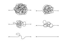 four different types of lines that have been drawn in one direction and are connected to each other