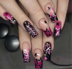 Baddie Gel Nails, Early 2000 Nails, Nail Designs Grunge, Weekend Nails