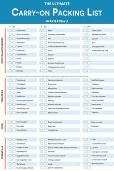 the ultimate carry - on packing list for families to pack into their car or truck