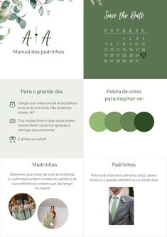 an image of a wedding website with green and white colors on the front, in spanish