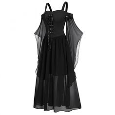 PRICES MAY VARY. Outfits Outfits Outfits Outfits Outfits Outfits Scary Witch Costume, Dark Dresses, Witches Costumes For Women, Butterfly Sleeve, Gothic Halloween, Gothic Dress, Mid Length Skirts, Butterfly Sleeves, One Piece Dress