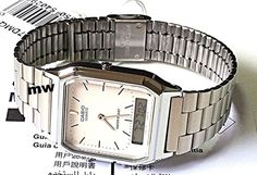 Casio Vintage Retro Silver Digital Analog Men'S Watch Aq230 Aq230A Aq-230A-7D Fit Accessories, Casio Vintage, Resin Case, Xmas List, Pantry Storage, Analog Watch, Kitchen Pantry, Stainless Steel Band, Workout Accessories