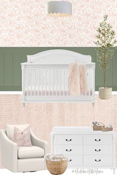 Pink and green baby girls nursery decor mood board Dusty Pink And Green Nursery, Sage Green And Pale Pink Nursery, Girl Nursery Green And Pink, Green And Pink Girls Room, Sage And Mauve Nursery, Baby Girl Nursery Green And Pink, Green And Blush Nursery, Pink And Green Baby Room, Green And Pink Nursery Girl