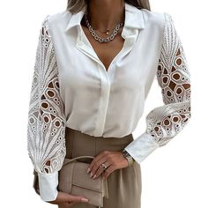 D Sepreso White Eyelet Bishop-Sleeve Button-Up Top Size M * Brand :D Sepreso * Color :White * Size : M