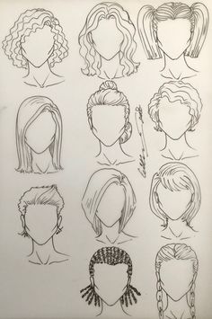 some drawings of different hairs and hair styles