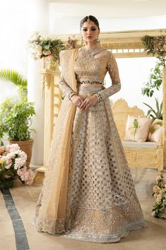 Qalamkar DN-01 Imaan Dilnaz Wedding Collection Pakistani Boutique, Pakistani Designer Clothes, Embroidered Bodice, Embroidered Sleeves, Embroidered Border, Front Hand, Pakistani Designers, Lace Slip, Pakistani Outfits