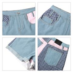 Expertly designed with patchwork details and a comfortable fit, the Womens Hot Patchwork Casual Denim Short is a must-have for any casual wardrobe. Its regular fit allows for versatile styling options, making it a functional and fashionable piece. Elevate your denim game with this trendy staple. Casual Blue Bottoms With Floral Patchwork, Casual Denim Blue Patchwork Jeans, Casual Denim Blue Jeans With Patchwork, Casual Patchwork Denim Jeans, Spring Patchwork Cotton Jeans, Summer Denim Blue Patchwork Jeans, Casual Relaxed Fit Patchwork Jeans, Summer Patchwork Denim Blue Jeans, Summer Patchwork Jeans For Streetwear