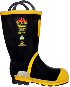 PRICES MAY VARY. ULTRA-FLEXIBLE waterproof boots for men and women with 14-inch snug fit with ergonomic orthotic insole, exceeds 305,000 Flex Rating HEAVY DUTY LUG SOLE built abrasion, oil, chemical, heat, and slip resistant from chloroprene rubber, compatible with ice studs. Not just boots but vital firefighter tools FLAME RETARDANT structural fire fighting steel toe boots with midsole protection plate, NFPA 1971 - 2018 and CSA Z195-14 / ASTM F2413-11 Grade 1 standards CHEMICAL & ELECTRICAL RES Mining Boots, Firefighter Boots, Fire Boots, Firefighter Tools, Mens Waterproof Boots, Viking Shoes, Viking Men, Steel Toe Boots, Electric Shock