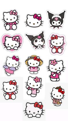 the hello kitty stickers are all different colors