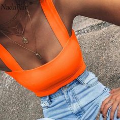 Crop Top Blanco, Summer Crop Top, Backless Tank Top, Crop Top Casual, Mode Casual, Summer Crop Tops, Sleeveless Crop Top, Neck Crop Top, Solid Clothes