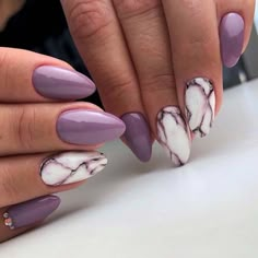 Marble Acrylic Nails, Marble Nail Designs, Marble Nail, Marble Nail Art, Almond Nails Designs, Purple Marble, Marble Nails, Acrylic Nail Art, Purple Nails