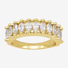 Ring Style: BandsFeatures: Nickel Free, In A Gift BoxStone Cut: MarquiseStone Millimeter Measurement: 2.5 Mm Length, 5 Mm WidthMetal Color: Gold ToneMetal: 14k Gold Over BrassBand Width: 2.5mmCare: Wipe CleanStone Type: 11 Cubic ZirconiaCountry of Origin: Imported Rings Bands, Brass Band, 7 Rings, Ring Style, Jewellery And Watches, Fashion Rings, Watch Bands, Band Rings, Cubic Zirconia