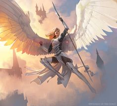 Greg Rutkowski, Mtg Art, Angel Artwork, Angel Warrior, Fantasy Races, Angels And Demons, Angel Art, Fantasy Inspiration, Medieval Fantasy