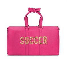 Introducing our Soccer Duffle Bag – the ultimate back-to-school essential for soccer enthusiasts and dedicated students! This specially crafted duffle bag is designed to keep your soccer gear and school supplies organized and easily accessible. With its sporty design and practical features, our Soccer Duffle Bag is the ultimate accessory to showcase your passion for soccer while staying organized and prepared for both practice and class.Get ready to kickstart the school year with a soccer-ready Pink Sporty Duffle Bag For School, Sporty Pink Duffle Bag For School, Sporty Rectangular Duffle Bag For School, Sporty Bags For Daily Use And Back To School, Rectangular Sports Bags For Back To School, Sporty Travel Bag With Luggage Sleeve For School, Sporty Pink Travel Bag For On-the-go, Sporty Rectangular Bag For Back To School, Sporty Gym Bag With Luggage Sleeve For School