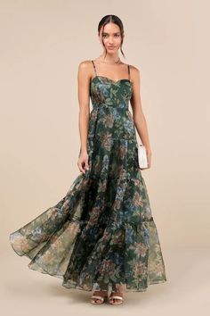 Forest Green Prom Dress, Floral Bridesmaid Dresses, Floral Bridesmaid, Dresses Quinceanera, Prom Dress Inspiration, Evening Dresses Cocktail, Green Prom Dress, Wedding Guest Dresses, Dresses Party