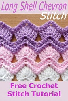 a crochet pattern with the words, long shell chevron stitch on it