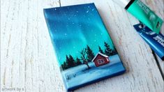 a painting on a piece of wood that has been painted with acrylic paint