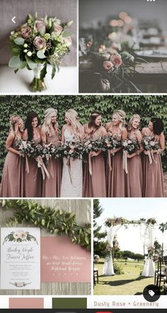 wedding color palettes for the bridesmaid and groomsmid in pink, green,