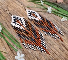 Seed Beaded Jewelry, Seed Beaded Earrings, Beaded Earrings Native, Brown Earrings, Handmade Earrings Beaded, Native Style, Seed Bead Earrings, Czech Beads, Seed Bead Jewelry