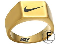 Nike Logo Ring #nike #nikeair #football #basketball #ring This is an absolute must-have for any and all Nike fans! This ring is perfect for the fan who wants to flaunt their support and pride for their brand. The pictures do not do this ring any justice, it is soo eye-catching in real life, it will surely turn heads and be the cause of envy.. You will not be disappointed! Made of HIGH-QUALITY Titanium Steel Resistant to normal wear and tear, scratching, fading, corrosion, and deformation Precisi Nike Ring, Basketball Ring, Custom Fans, Silicone Rings, Matte Gold, Silver Band, Just Do It, Gold Bands, Nike Logo