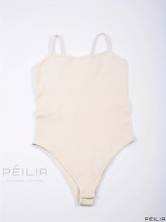 Peilia - Chic Spaghetti Strap Sleeveless Bodysuit - Elegant Slim Fit Womens Apparel Sleeveless Seamless Bodysuit For Beach, White Sleeveless Seamless Bodysuit, Seamless Sleeveless Bodysuit For The Beach, Stretch Camisole With Wide Straps For Summer, Summer Stretch Camisole With Wide Straps, Summer Sleeveless Strapped Bodysuit, Summer Sleeveless Straps Bodysuit, Summer Sleeveless Bodysuit With Straps, Sleeveless Strappy Bodysuit For Beach