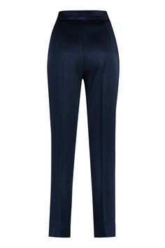 These DESERTO STRAIGHT-LEG TROUSERS are the perfect combination of comfort and style. With bottom side slits and a blend of 71% acetate and 29% viscose, they offer a relaxed fit and luxurious feel that's perfect for any occasion. Bottom side slits for added style and movement 71% acetate and 29% viscose for a comfortable and luxurious feel | Max Mara Studio Women's Deserto Straight-Leg Trousers in Blue | Size IT 40 | DESERTO2361360434600 Color 024 Classic Feminine Style, Straight Leg Trousers, Luxury Retail, Max Mara, Italian Fashion, Luxury Boutique, Feminine Style, Straight Leg, Color Blue