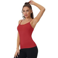 The women's camisole features soft fabric in various colors for the whole family. These soft modal/spandex camis, with built in shelf bra are great for layering or lounging around on a warm day. Item Features: 1) Spaghetti straps design,shoulder straps are adjustable,allows you to adjust the length you like. 2) Flat seams move smoothly against your skin. 3) Soft & comfortable modal fabric,spandex with good retention could keep the shape after wearing many times. 4) Simple and basic color easily Yoga Tops With Spaghetti Straps And Built-in Bra, Yoga Camisole Tank Top With Built-in Bra, Stretch Cami Tank Top With Built-in Bra, Red Tank Top With Spaghetti Straps And Built-in Bra, Stretch Camisole With Built-in Bra, Red Tops With Built-in Bra And Tank Straps, Red Tank Top With Built-in Bra, Solid Color Cami Top With Built-in Bra, Solid Tank Tops With Built-in Bra