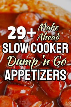 the words 29 + make ahead slow cooker dump n go appetizers