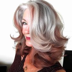 25 Best Hair Colors for Gray Hair, According to Experts Silver With Blonde Highlights, Auburn Hair With Gray Highlights, Gray Hair With Copper Highlights, Gray Hair With Red Lowlights, Highlights To Blend Gray Hair Auburn, Asian Grey Hair Balayage, From Red To Grey Hair, Blending Gray Hair With Auburn, Red Hair With Gray Highlights