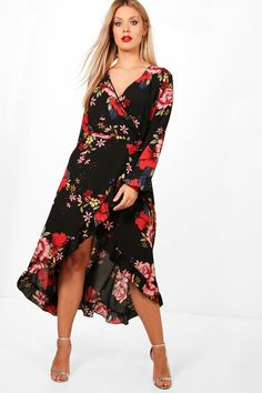 Plus Wrap Floral Midi Dress Dresses For Big Busted Women, Staple Dress, Dresses Casual Fall, Cute Summer Dresses, Bodycon Fashion, Midi Shirt Dress, Polyester Dress, Plus Size Womens Clothing, Maxi Wrap Dress